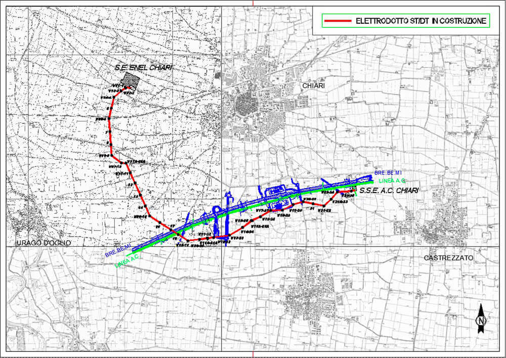Rilievi per linee elettriche a Chiari (BS)